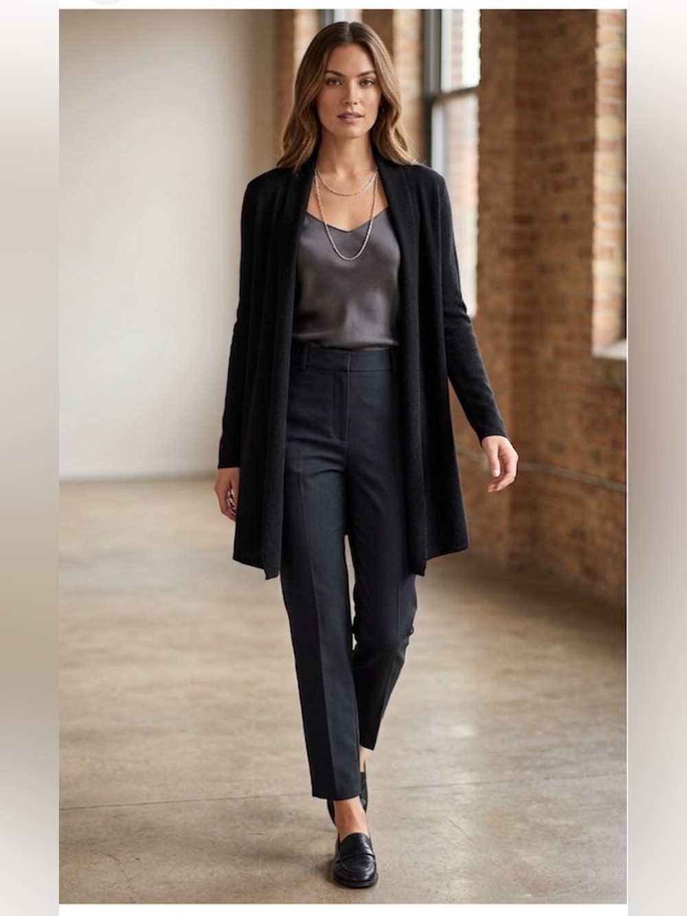 +BERYLL Black Cashmere Open‎ Front Cardigan OS
